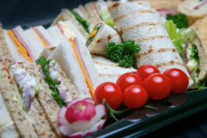 Sandwich platter with salad garnish